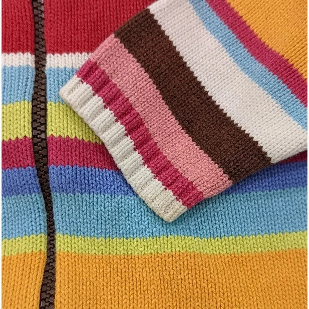 Gymboree Colorful Striped Cardigan Zipper Hooded Sweater Girls Size 2T